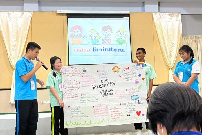 ตัวแทนเยาวชนแกนนำนักเรียนชั้นมัธยมศึกษาตอนปลาย โรงเรียนมัธยมวิทยา ที่เข้าร่วมอบรมกับทางเทศบาลนครลำปาง ณ อุทยานการเรียนรู้นครลำปาง